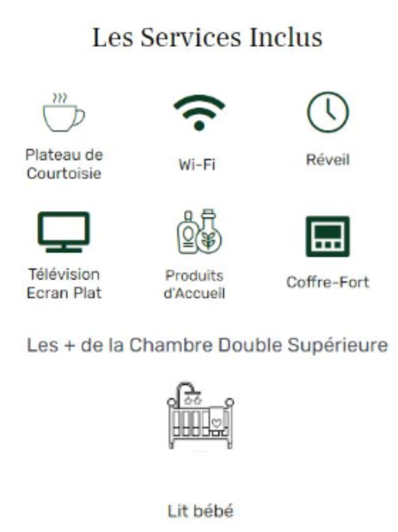 services inclus - chambre double supérieure