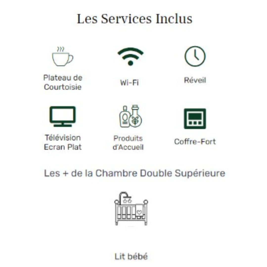 services inclus - chambre double supérieure